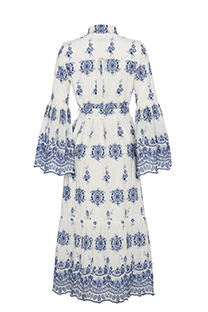 Midi haljina od veza sa naglašenim rukavima Tiffany Production