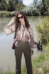 Tiffany Production Bluza dugih rukava sa dezenom i kragnom na vezivanje