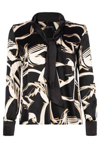 Bluza dugih rukava u dezenu sa kragnom koja se vezuje Tiffany Production