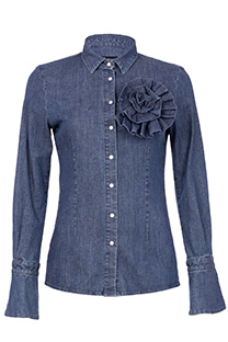 Ženska teksas košulja sa cvetnim detaljem Tiffany Production