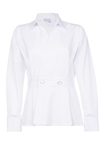 Crna košulja dugih rukava na preklop sa naglašenim strukom Tiffany Production