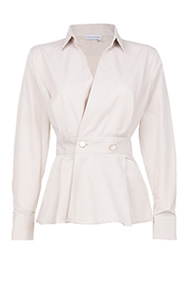 Crna košulja dugih rukava na preklop sa naglašenim strukom Tiffany Production