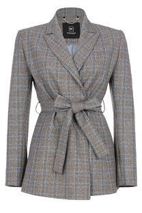 Ženski karirani sako na vezivanje Tiffany Production