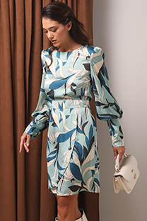 Mini haljina naglašenih rukava u cvetnom dezenu Tiffany Production