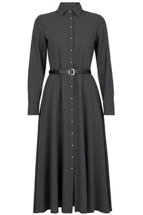 Midi haljina sa kragnom i kaišem od kontrastnog materijala Tiffany Production