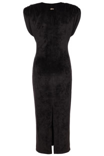 Midi haljina od pliša sa naglašenim ramenima Tiffany Production