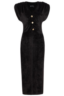 Midi haljina od pliša sa naglašenim ramenima Tiffany Production