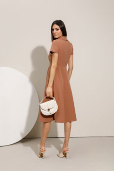 Midi haljina sa kragnom i dugmićima Tiffany Production