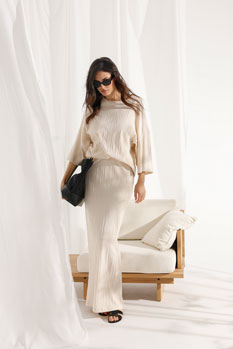 Duga pamučna suknja sa teksturom Tiffany Production