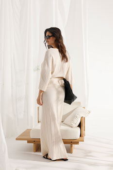 Duga pamučna suknja sa teksturom Tiffany Production