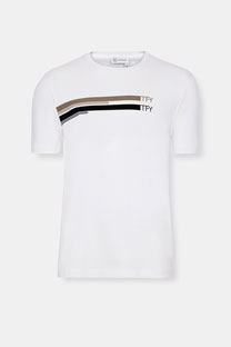 Bela muška majica sa diskretnim printom Tiffany Production