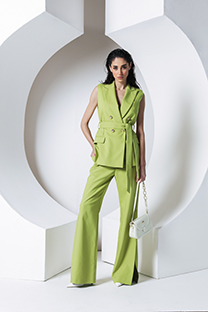 Tiffany Production Ženske pantalone visokog struka, rasečenih i zvonastih nogavica