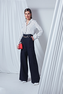 Pantalone širokih nogavica od 100% lana Tiffany Production
