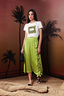 Ženska majica okruglog izreza sa ukrasnom aplikacijom u zebra dezenu Tiffany Production