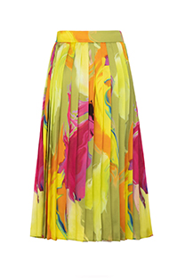 Plisirana midi suknja u neon dezenu Tiffany Production