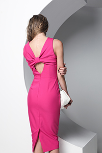 Midi haljina bez rukava sa otvorenim leđima i ukrasnom mašnom Tiffany Production
