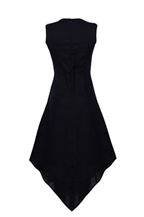 Midi haljina bez rukava sa asimetričnim donjim rubom i ukrasnom šnalom Tiffany Production