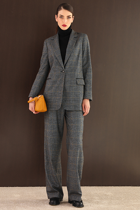 Ženske pantalone dubokog struka u karo dezenu Tiffany Production