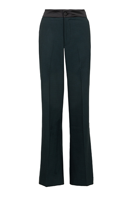 Tiffany Production Zvonaste pantalone sa satenskim pojasom u karo dezenu