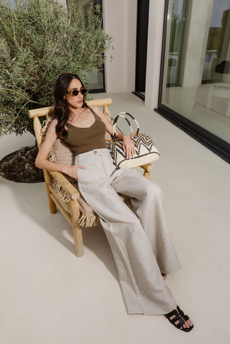 Lanene pantalone širokog kroja Tiffany Production