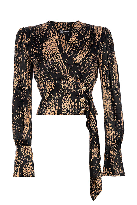 Kratka bluza sa asimetričnim karnerom i V-izrezom Tiffany Production