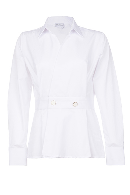 Crna košulja dugih rukava na preklop sa naglašenim strukom Tiffany Production