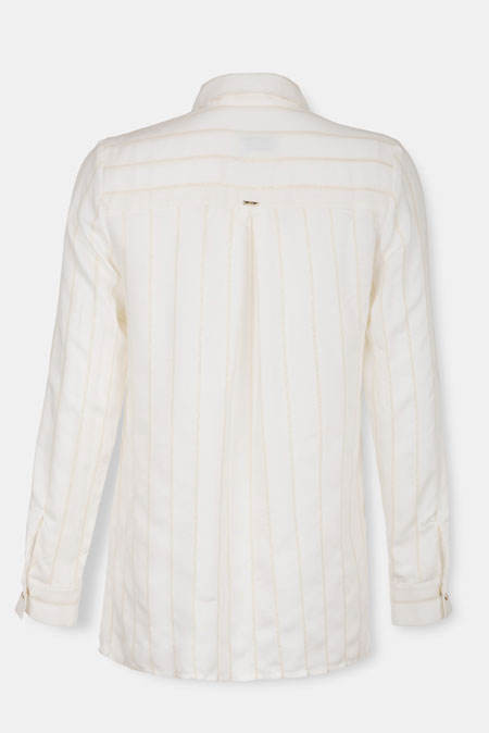 Bela košulja od viskoze sa zlatnim prugama Tiffany Production