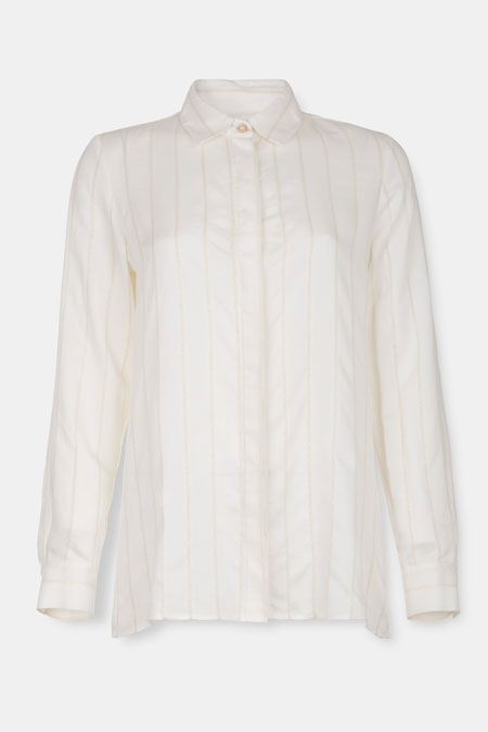 Bela košulja od viskoze sa zlatnim prugama Tiffany Production