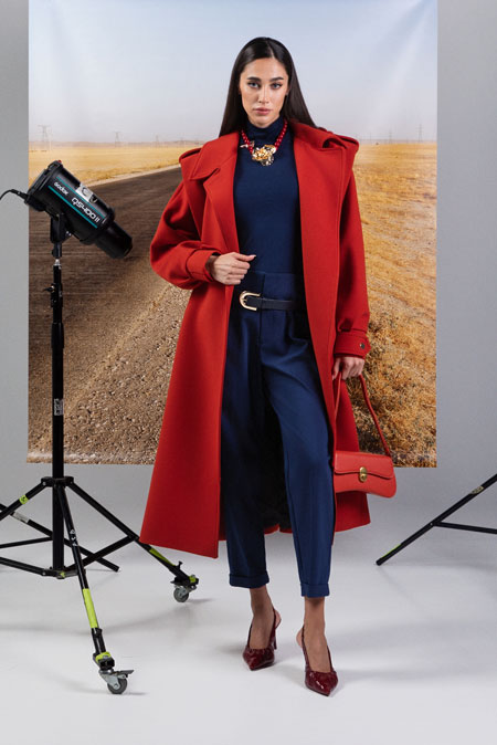 Tiffany Production Midi kaput sa asimetričnim detaljem i kaišem