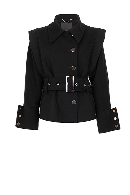 Tiffany Production Kratki kaput sa ukrasnim dugmićima i asimetričnim detaljem