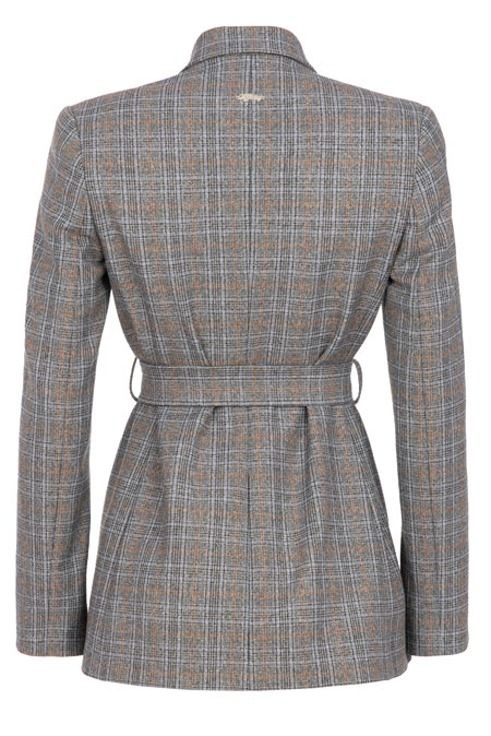 Ženski karirani sako na vezivanje Tiffany Production