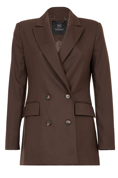 Tiffany Production Ženski sako sa kragnom i duplim kopčanjem