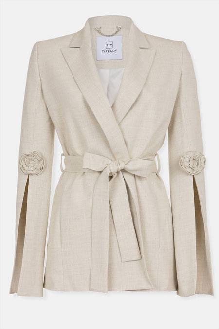 Elegantni sako sa vezivanjem u struku Tiffany Production