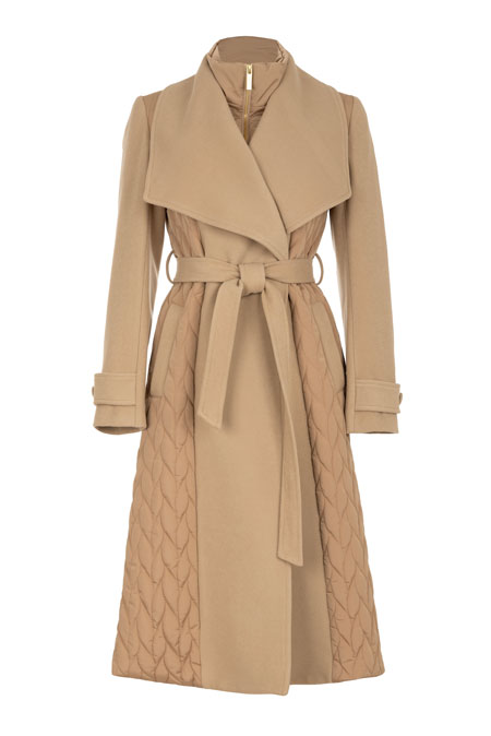 Tiffany Production Ženska duga jakna sa pojasom i prošivenim detaljima