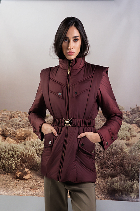 Ženska kratka jakna sa asimetričnim detaljem i pojasom Tiffany Production