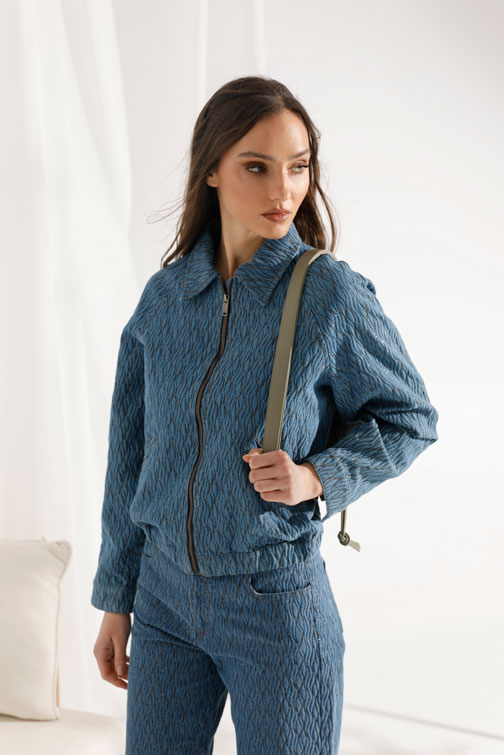 Tiffany Production Teksas jakna sa teksturom i rajsferšlusom