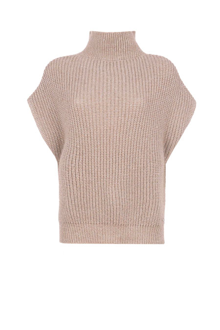 Tiffany Production Prsluk bez rukava sa visokom kragnom i svetlucavim nitima