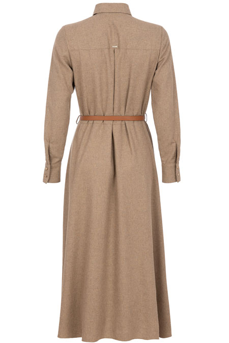 Midi haljina sa kragnom i kaišem od kontrastnog materijala Tiffany Production