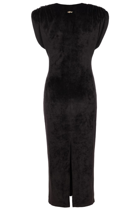 Midi haljina od pliša sa naglašenim ramenima Tiffany Production