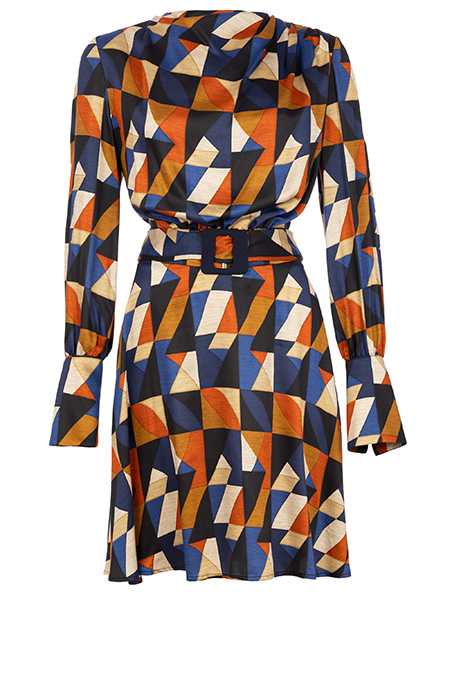 Kratka haljina sa zvonastim rukavima u dezenu Tiffany Production