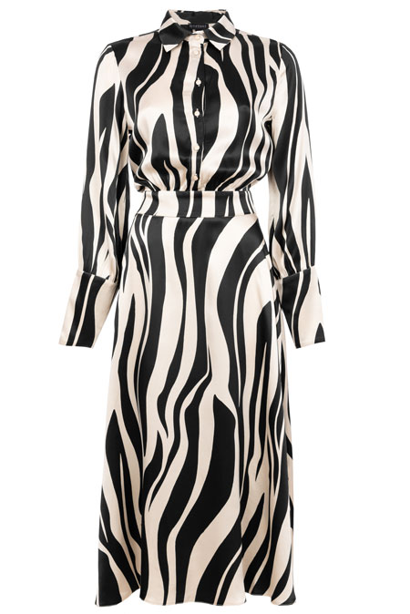 Midi haljina dugih zvonastih rukava u dezenu Tiffany Production