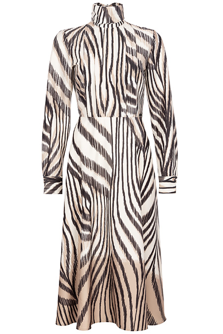 Midi haljina u dezenu sa visokom kragnom Tiffany Production