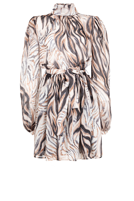 Kratka haljina sa visokim okovratnikom i kaišem Tiffany Production