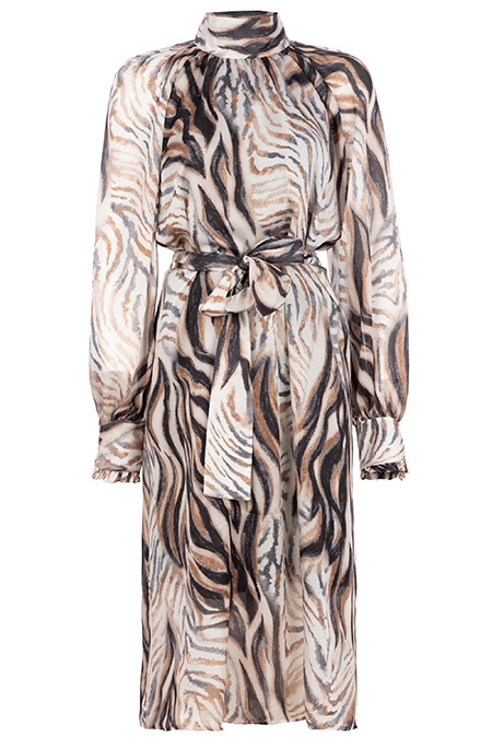 Midi haljina sa visokim okovratnikom i kaišem Tiffany Production