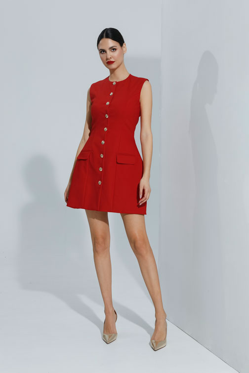 Strukirana mini haljina bez rukava Tiffany Production