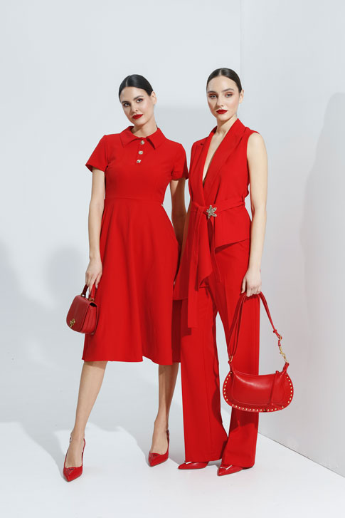 Midi haljina sa kragnom i dugmićima Tiffany Production