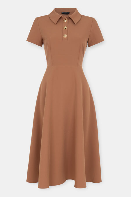 Tiffany Production Midi haljina sa kragnom i dugmićima