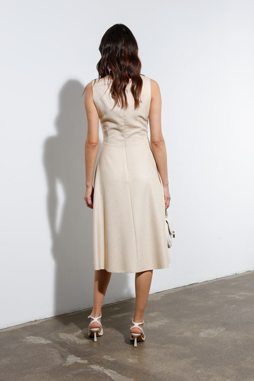 Haljina bez rukava sa prugama i svetlucavim detaljima Tiffany Production