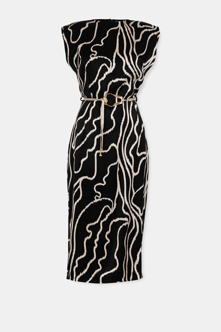 Viskozna haljina sa naglašenim ramenima Tiffany Production