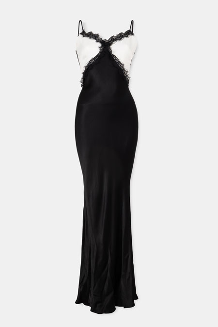 Tiffany Production Satenska maxi haljina sa čipkom